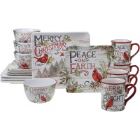 Certified International Evergreen Christmas 16pc Dinnerware, Service for 4, Multicolor