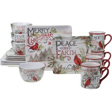 Certified International Evergreen Christmas 16pc Dinnerware, Service for 4, Multicolor