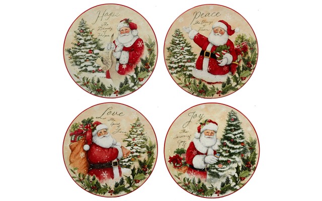  Holiday Wishes 4-Pc. Dessert Plate, Multicolor