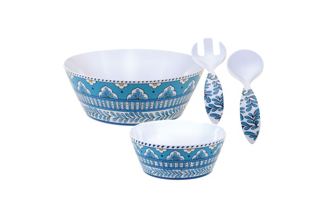  Topaz 7pc Salad Set,Teal/White