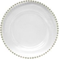 Charge it by Jay Turkish Glass Silver Beaded Charger Plate