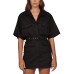  Fern Belted Mini Skirt, Black, Medium