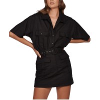 Charlie Holiday Fern Belted Mini Skirt, Black, Medium