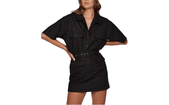 Fern Belted Mini Skirt, Black, Medium