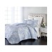  Damask Quilted Printed Cotton Euro Sham, Blue, 26x26