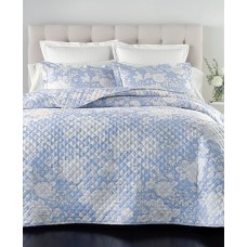 Charter Club Damask Quilted Printed Cotton Euro Sham, Blue, 26x26