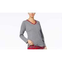 Charter Club Flannel Mix It Top Printed Pajama Set, Missing Pants (Brinkley Plaid, XL)