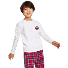 Charter Club Kids Solid Smile Matching Crewneck Cotton Top, White, 8 REG