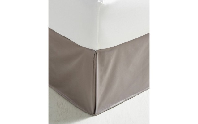  King Bedskirt Damask Solid 550 Tc Supima Cotton Stone, Grey, Gray, Full