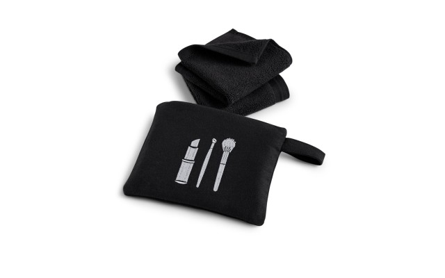  Make Up Brush Towel Gift Set, Black, 2 Piece