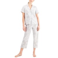 Charter Club Notch Collar Capri Pants Pajama Sets, Floral Toile, Medium