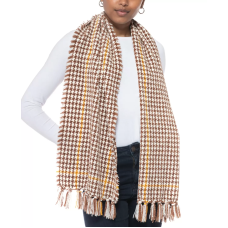 Charter Club Patterned Wrap Scarf, Beige/Brown, 64” x 13”