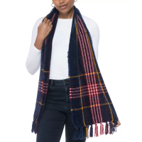 Charter Club Patterned Wrap Scarf, Blue/Red, 64″ x 13″