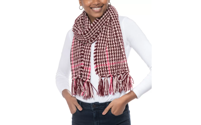  Patterned Wrap Scarf, Pink