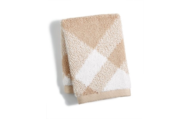  Plaid Cotton 13″ x 13″ Wash Towel, Beige