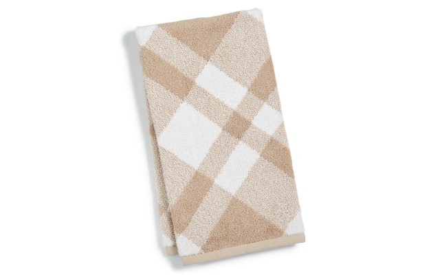  Plaid Cotton 16″ X 30″ Hand Towel, Beige