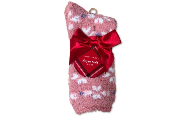 Printed Super-Soft Cozy Socks, Pink, 9-11
