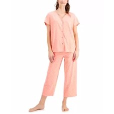 Charter Club Short Sleeve Top and Cropped Pant Cotton Pajama Sets