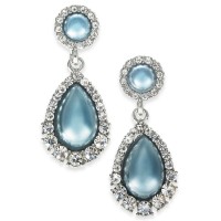 Charter Club Silver-Tone Crystal & Imitation Pearl Drop Earrings