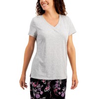 Charter Club V-Neck Pajama Top, Gray, X-Small