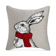 Charter Club Winter Rabbit Embroidered Applique Decorative Pillow, 16″ x 16″