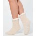  Women’s Chenille Slipper Socks, Ivory, Small/Medium