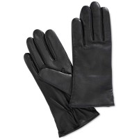 Charter Club Women's Cashmere Lined Leather Tech Gloves, Black, Large