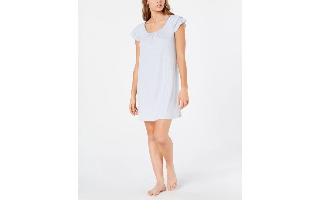  Womens Flutter Sleeve Knit Nightgown, Delicate Geo, 3XL