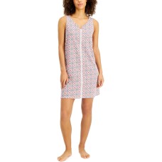 Charter Club Womens Lace-Trim Cotton Nightgown, Entwine Geo,  X-Small