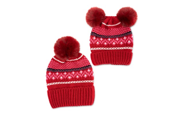  Women’s Mommy & Me Fair Isle Beanies Set, Red