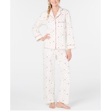 Charter Club Women’s Printed Cotton Flannel Pajama Set (XL, Cardinal)