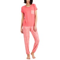 Charter Club Womens Short-Sleeve & Pants Pajama Set, Pink, X-Small