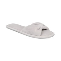 Charter Club Women’s Velvet Bow-Top Slide Slippers, Dove Gray Heather, X-Large