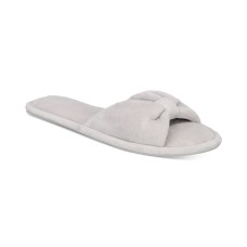 Charter Club Women’s Velvet Bow-Top Slide Slippers, Dove Gray Heather, X-Large