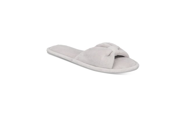 Charter Club Women’s Velvet Bow-Top Slide Slippers, Dove Gray Heather, X-Large