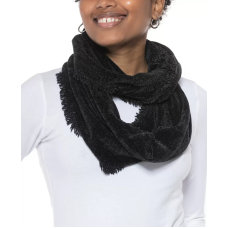 Charter Club Woven Chenille Loop Scarf, Black, 30” x 13”