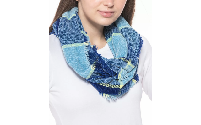  Woven Chenille Loop Scarf, Blue