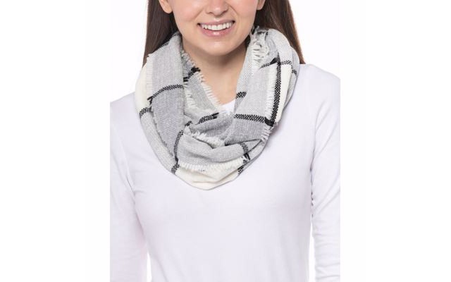  Woven Chenille Loop Scarf, Gray, 30″ x 13”