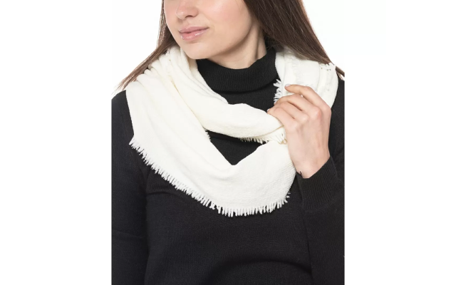  Woven Chenille Loop Scarf, White, 30