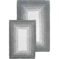 Chesapeake Merchandising Whitney Reversible 2 Piece Bath Rug Set-Hi Rise Grey, 21″ x 34″ & 17″ x 24″