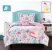  Elephant Garden 5 Piece Full Comforter Set, Pink