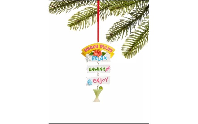  At The Beach And Seaside Beach Sign Ornament, Multicolor