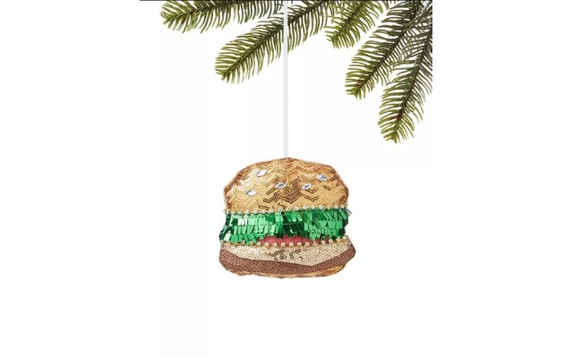  Foodie & Spirits Sequined Hamburger Ornament, Multicolor