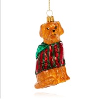 Christmas Joy Glass Labrador Ornament, Brown