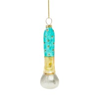 Christmas Joy Glass Makeup Brush Ornaments, Gold/Blue