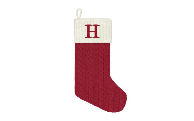  Large Red Knit Monogram Stockings 21″, H