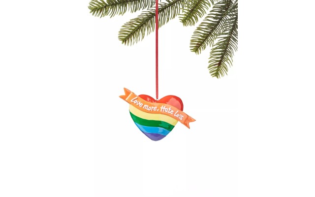 Love is Love Love More Hate Less Heart Ornament, Multicolor, 4.75″L