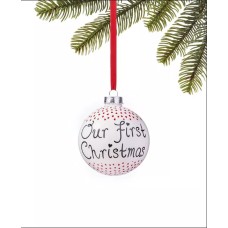 Christmas Joy Our First Christmas Ball Ornament,2021,  White, 3.9″