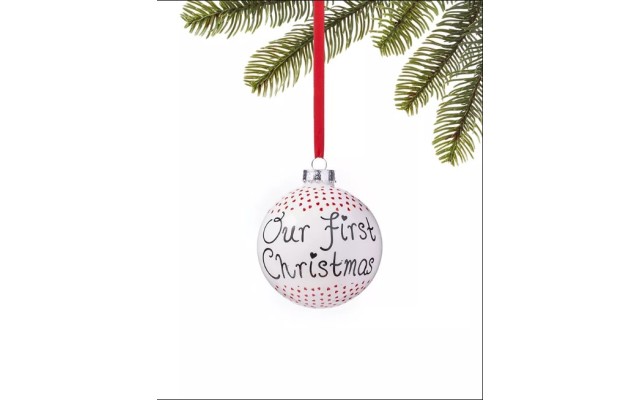  Our First Christmas Ball Ornament,2021,  White, 3.9″
