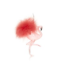 Christmas Joy Pink Flamingo Glass Ornament, 5.5″H